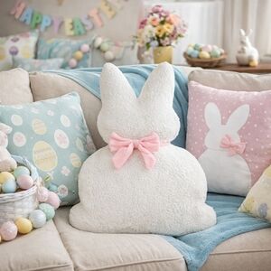 Easter Bunny Rabbit Shaped Throw Pillow